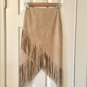 NWT Aqua Tan Suede Fringe Skirt